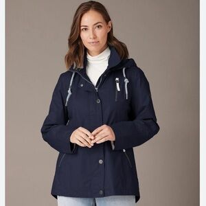 Junge Denmark “Hailey” waterproof waxed navy blue coat size small (36)